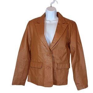 Bagatelle Leather Women's Blazer Jacket- Caramel/Tan, Size 8